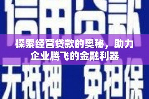 德惠探索经营贷款的奥秘，助力企业腾飞的金融利器