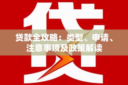 德惠贷款全攻略：类型、申请、注意事项及政策解读